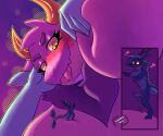 2_horns 6:5 anthro antlers big_breasts blue_body blue_ears blue_mane blue_paws blush blush_lines breasts dewlap_(anatomy) dragon drak_(digitalscales) duo eastern_dragon extreme_size_difference eyebrows eyelashes fairy_dragon feathers featureless_breasts featureless_crotch female fluffy fluffy_ears fluffy_tail fur furred_dragon furred_scalie hand_on_breast hand_on_head heart_symbol hi_res holding_breast horn huge_breasts larger_female lizard long_eyelashes looking_down looking_down_at_partner looking_up male male/female mane markings micro micro_anthro motion_lines multicolored_body multicolored_fur mythological_creature mythological_scalie mythology nude petal_(dapperhedgehog) pink_body pink_fur pointy_ears posmehdakota prick_ears purple_body purple_fur reptile romantic romantic_couple scalie shrunk size_difference smaller_male smile smiling_at_another smiling_at_partner standing_on_breasts standing_on_partner tail tail_mane tail_motion tailwag tapering_tail text tongue tongue_out tuft two_tone_body wingless_dragon wings yellow_eyes yellow_horn