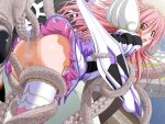  1girl 2000s_(style) anal armor ass blush brown_eyes censored day en_ciel_rena game_asset kourin_tenshi_en_ciel_rena long_hair mosaic_censoring no_panties non-web_source octopus official_art open_mouth outdoors pink_hair saitou_natsuki self-datamine skirt solo tentacles thighhighs tomoe_rena variant_set visual_novel_cg 