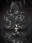  big_breasts black_back bound breasts chrysalis faceless_character faceless_female female hi_res huge_breasts kantan latex 