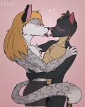  anthro blush clothed clothing digital_media_(artwork) duo felid feline fur hair hassillio hi_res irbis kissing male male/male mammal open_mouth pantherine snow_leopard tongue 