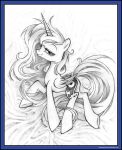  2015 absurd_res black_border border cutie_mark equid equine female feral folded_wings friendship_is_magic graphite_(artwork) hair hasbro hi_res horn horse lidded_eyes long_hair long_tail looking_at_viewer lying mammal messy_hair monochrome my_little_pony on_side pencil_(artwork) pony princess_luna_(mlp) quadruped simple_background sketch smile solo text tired traditional_media_(artwork) uminanimu url winged_unicorn wings 