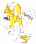  anthro anus bandai_namco bent_over butt canid canine digimon digimon_(species) fart fart_fetish female flirting_with_viewer fox humanoid mammal muscular one_eye_closed presenting presenting_hindquarters raised_tail renamon slikfiji solo solo_focus wink 
