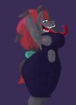  breasts butt doc002 female generation_5_pokemon hair hi_res humanoid long_hair long_tongue muscular nintendo pokemon pokemon_(species) sharp_teeth solo teeth tongue tongue_out video_games zoroark 