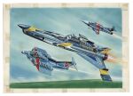  aircraft airplane artist_name blue_sky cannon exoscout fighter_jet flying horizon maemura_noritsuna mighty-gou mighty_jack military_vehicle no_humans ocean official_art painting_(medium) piburider science_fiction sky third-party_source tokusatsu traditional_media vehicle_focus 
