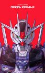  absurdres artist_name azzalea character_name commentary green_eyes gundam gundam_aerial gundam_aerial_rebuild gundam_suisei_no_majo highres looking_at_viewer mecha mecha_focus mobile_suit no_humans portrait red_background robot science_fiction simple_background solo straight-on v-fin 