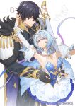  ... 1boy 1girl absurdres armor armpits ballerina ballet ballet_dress ballet_slippers bare_shoulders bear bird black_coat black_hair black_shirt blue_dress blue_hair breasts bridal_gauntlets brooch cleavage closed_mouth coat crossed_bangs dancing detached_sleeves dress feathers fur-trimmed_coat fur-trimmed_jacket fur_sleeves fur_trim genshin_impact gloves gold_shoes gold_trim hair_between_eyes hair_ornament heart_ornament highres jacket jewelry kradebii low_neckline mandarin_collar medium_breasts medium_hair odette_(genshin_impact) pantyhose pauldrons purple_eyes shirt shoes short_hair shoulder_armor simple_background single_bridal_gauntlet single_pauldron strapless strapless_dress swan tutu valeriy_(genshin_impact) white_background white_bridal_gauntlets white_feathers white_pantyhose 