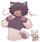  2girls :o animal_ear_fluff animal_ears black_eyes black_hair blonde_hair blush braid brown_eyes chibi cropped_torso dark-skinned_female dark_skin dog_ears dog_girl dog_tail english_text fingers_to_cheeks fluffy_hair hair_over_one_eye iahtruong long_hair long_sleeves looking_at_another looking_at_viewer motion_lines multicolored_sweater multiple_girls one_eye_covered open_mouth original parted_bangs puffy_long_sleeves puffy_sleeves rabbit_ears rabbit_girl short_hair side_part simple_background single_braid sweater tail tail_wagging thick_eyebrows turtleneck turtleneck_sweater two-tone_sweater upper_body white_background 