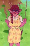  &lt;3 &lt;3_eyes anthro antlers big_breasts blush braided_hair breasts cervid cherry_(nyta) clothed clothing crossed_legs curvy_figure detailed_background digital_media_(artwork) dongoverlord dress eyewear female freckles fur glasses grass hair heart_freckles hi_res horn huge_breasts leaf long_hair looking_at_viewer mammal multicolored_body multicolored_fur nature outside pattern_clothing pink_body pink_fur pink_hair plant public round_glasses shirt sitting smile solo swing swing_set thick_thighs topwear tree two_tone_body two_tone_fur white_clothing white_dress_shirt white_shirt white_topwear wide_hips yellow_clothing yellow_dress 