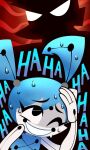  1boy 1girl blue_hair bobaquail colored_skin humanoid_robot jenny_wakeman joints looking_at_viewer mechanical_hair metal_skin my_life_as_a_teenage_robot robot robot_girl robot_joints smile solo twintails 