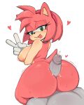  &lt;3 2022 5_fingers accessory amy_rose anthro bedroom_eyes big_breasts big_butt black_nose bodily_fluids breasts butt butt_focus clothing duo eulipotyphlan eyelashes female fingers genitals gesture gloves green_eyes hair_accessory hairband half-closed_eyes handwear hedgehog hot_dogging ichig8miruku_(artist) looking_at_viewer looking_back male male/female mammal narrowed_eyes open_mouth open_smile penis pink_body pink_skin red_hairband seductive sega side_boob simple_background sitting smile sonic_the_hedgehog_(series) sparkles sweat sweaty_butt v_sign white_background 