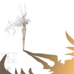 1other amputee blood cloak colored_blood colored_shadow commentary_request different_shadow from_above full_body hollow_eyes hollow_knight hollow_knight_(character) horned_mask injury legs_together mask monochrome orange_blood radiance_(hollow_knight) shadow signature simple_background solo spot_color standing watermark white_background wind z_ryo-ki 