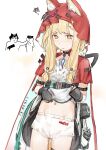  1boy 1girl 1other absurdres animal_ear_fluff animal_ears arknights arknights:_endfield belt black_gloves blonde_hair blush boyshort_panties breasts cape chinese_commentary clothes_lift commentary_request cowboy_shot dress dress_lift ears_through_hood endministrator_(arknights) fingerless_gloves gloves high-waist_belt highres hood hood_up hooded_cape jewelry lifting_own_clothes low-tied_sidelocks meme midriff navel necklace panties red_cape rossi_(arknights) short_hair_with_long_locks sidelocks small_breasts squiggle strapless strapless_dress tooth_necklace underwear white_dress white_panties wolf_ears wolf_girl wulfgard_(arknights) xie_e_ming_tai_zi yellow_eyes 