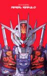  absurdres artist_name azzalea character_name commentary green_eyes gundam gundam_aerial gundam_aerial_rebuild gundam_suisei_no_majo highres looking_at_viewer mecha mecha_focus mobile_suit no_humans portrait red_background robot science_fiction simple_background solo straight-on v-fin 