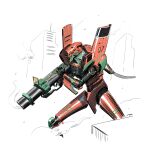  absurdres alien armor cable cannon concept_art energy_weapon english_commentary evangelion_(mecha) gun highres ink_(medium) marker_(medium) mecha monster neon_genesis_evangelion no_humans original oruam redesign robot shotgun sketch traditional_media weapon 