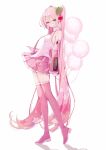  1girl armpit_crease balloon bare_shoulders boots breasts cherry_blossom_print cherry_hair_ornament closed_mouth contest_winner detached_sleeves dot_mouth figure_available floral_print food-themed_hair_ornament from_side full_body fusuma_(ramunezake) goodsmile_company hair_ornament hatsune_miku high_heel_boots high_heels highres holding holding_balloon long_hair looking_at_viewer looking_to_the_side medium_breasts merchandise_available miniskirt necktie number_tattoo official_art pink_eyes pink_hair pink_necktie pink_skirt pink_sleeves pink_thighhighs pleated_skirt sakura_miku sakura_miku_official_costume_design_contest second-party_source shadow shirt shoulder_tattoo skirt sleeveless sleeveless_shirt solo standing tattoo thigh_boots thighhighs twintails very_long_hair vocaloid white_background zettai_ryouiki 