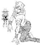  >_< 2boys blush cape commentary_request cowboy_hat goggles goggles_on_headwear greyscale gyro_zeppeli hat highres hood hoodie johnny_joestar jojo_no_kimyou_na_bouken kid_(kidocchi) kneeling knees_together_feet_apart lips male_focus monochrome multiple_boys object_on_head open_mouth panties panties_on_head parted_lips short_sleeves star_(symbol) star_print steel_ball_run underwear wristband 
