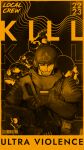  1boy absurdres armor berserk combat_helmet cover crazy_grin crazy_smile english_text fyugins_png grin gun guts_(berserk) helmet highres holding holding_gun holding_weapon machine_gun male_focus military military_uniform monochrome one_eye_closed pk_machine_gun propaganda russian_ground_forces russo-ukrainian_war shoulder_pads skull smile solo teeth weapon 