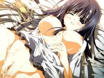 1girl 2000s_(style) banknote blush breasts censored cum cum_on_body cum_on_breasts cum_on_crotch cum_on_hair facial game_asset hand_on_own_stomach kagome_(traumatize) lying medium_breasts money mosaic_censoring multiple_boys nipples non-web_source official_art on_back on_bed one_eye_closed open_clothes open_shirt out_of_frame pussy_juice self-datamine shirt subarashiki_hibi takashima_zakuro tearing_up variant_set visual_novel_cg white_shirt 