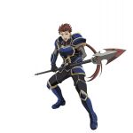  1boy armor armored_boots artist_request black_gloves black_pants blue_armor blue_boots boots breastplate brown_eyes brown_hair earrings fighting_stance full_body game_asset gloves goblin_slayer! gold_trim highres holding holding_polearm holding_weapon jewelry knee_boots looking_at_viewer male_focus official_art open_mouth pants polearm short_hair short_hair_with_long_locks shoulder_armor shouting simple_background solo spear spearman_(goblin_slayer!) spiked_hair standing teeth third-party_source transparent_background upper_teeth_only vambraces weapon 