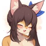  1:1 2022 anthro blush breasts brown_body brown_fur brown_hair cute_fangs digital_media_(artwork) domestic_cat eyes_closed felid feline felis female female_anthro fur hair happy headshot_portrait icon kemono mammal nana_(whooo-ya) nude open_mouth open_smile orange_body orange_fur pink_nose portrait reaction_image smile solo whiskers white_body white_fur whooo-ya 