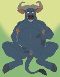  2021 2_horns 3_fingers after_transformation anthro anus belly big_belly blue_body blush bodily_fluids bovid bovine breasts cape_buffalo chief_bogo clitoris cloven_hooves curled_horns digital_media_(artwork) disney fingers genitals herm hi_res hooved_fingers hooves horn intersex lactating mammal navel pregnant pussy sagging_breasts shadowpelt smile solo tail_tuft trans_(lore) trans_woman_(lore) tuft zootopia 