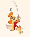  animal_crossing anthro canid canine canis christmas christmas_clothing clothing domestic_dog dress eyeshadow female fishing_rod fluttershythekind green_eyeshadow hi_res holidays isabelle_(animal_crossing) makeup mammal mistletoe nintendo plant punch_bowl sitting smile solo video_games 