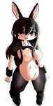  anthro black_hair breasts bunny_costume clothing cosplay costume exposed_breasts female female/female feral fur hair lagomorph leporid mammal rabbit red_eyes ryogo simple_background solo 