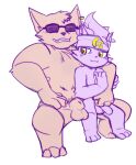  anthro bandanna duo eyewear hi_res kerchief league_of_legends legends_of_runeterra male male/male mammal mousesix on_lap riot_games sitting_on_lap size_difference sunglasses swole_scout_(lor) video_games yordle yordle_newbie_(lor) 