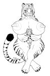  absurd_res ambiguous_gender anthro big_dom_small_sub cervid dominant duo felid female hair hi_res jewelry larger_female mammal monochrome muscular muscular_female nipple_fetish nipples pantherine ring size_difference sketch smaller_ambiguous striped_body stripes tiger yakkokatto 