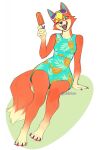  animal_crossing anthro audie_(animal_crossing) blonde_hair breasts canid canine canis claws clothed clothing dress eerieeyes eyewear eyewear_on_head female food fully_clothed fur hair hi_res licking licking_lips mammal nintendo orange_body orange_fur popsicle solo sundress sunglasses sunglasses_on_head tongue tongue_out video_games wolf 