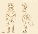  2022 accessory anthro armor bandeau bottomwear bracers breasts canid canine circlet clothing eyebrows female footwear fox furgonomics hair hair_accessory hairband hi_res inner_ear_fluff jewelry krystal loincloth mammal navel necklace nintendo powree sandals short_hair shoulder_pads sketch solo star_fox tail_accessory tailband topwear tuft video_games 
