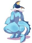  3:4 absurd_res anthro areola blue_body breasts butt crouching eeveelution female generation_1_pokemon hi_res looking_at_viewer mammal nintendo nipples nude pokemon pokemon_(species) pukemilked solo vaporeon video_games 