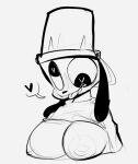  &lt;3 &lt;3_eyes anthro areola big_breasts blep breasts bucket canid canine clothing container derpy_eyes dogguyd fangs female floppy_ears headgear headwear inverted_nipples long_ears mammal nipples sketch solo tongue tongue_out 