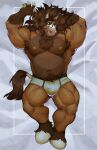  2022 absurd_res ankle_tuft anthro armpit_hair belly biceps body_hair border briefs briefs_only chest_hair clothing equid equine grin hair hand_in_hair hi_res horse leg_tuft long_hair looking_at_viewer male mammal messy_hair musclegut muscular muscular_thighs navel nipples o_reowoof pecs simple_background smile solo tail_wraps touching_hair triceps tuft underwear white_border white_briefs white_clothing white_underwear wraps 