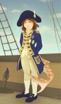  anthro blue_eyes brown_hair clothing cloud day digital_media_(artwork) female fish footwear hair hat headgear headwear hi_res littlenapoleon looking_at_viewer marine military_uniform on_ship outside rae_(kabutothemushi) saber sailor_uniform shark shoes smile solo standing uniform 