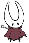  alpha_channel anthro arthropod black_eyes chibi cloak clothed clothing empty_eyes fecharis female hollow_knight horn hornet_(hollow_knight) looking_at_viewer nrool simple_background solo team_cherry toony transparent_background video_games weapon 