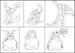  2018 anthro anthro_pred anthro_prey blush blush_lines bodily_fluids breasts burping butt canid canine clothing comic disney english_text female female_pred fox hi_res judy_hopps lagomorph leporid male male_prey mammal monochrome necktie nick_wilde nipples open_mouth oral_vore rabbit saliva scut_tail short_tail silent_e smile swallowing teeth text tongue tongue_out vore zootopia 