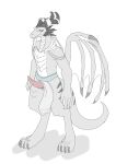  absurd_res anthro blizzard_entertainment clothing dracthyr dragon genitals hi_res horn male male/male penis presenting scalie solo standing unknown_artist video_games warcraft western_dragon 