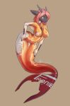  absurd_res anthro big_breasts breasts butt clothing dragon female fin fish fur hair hi_res latex latex_clothing marine merfolk open_mouth rubber rubber_clothing rubber_suit shanher simple_background smile solo split_form tight_clothing 