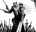  2others blood_devil_(chainsaw_man) chainsaw chainsaw_devil chainsaw_man extra_arms highres monochrome monster multiple_others mumu_(0x3777) sharp_teeth teeth weapon white_background 