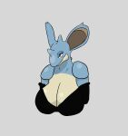  2022 absurd_res anselme anthro big_breasts blue_body breasts brown_eyes bust_portrait cleavage clothed clothing female generation_1_pokemon hi_res nidoqueen nintendo pokemon pokemon_(species) portrait simple_background solo video_games 