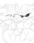  2016 alien anthro big_breasts black_and_white black_arms_(sonic) black_sclera breast_grab breasts chest_tuft clothing comparing comparing_breasts crossgender duo eclipse_the_darkling eulipotyphlan female female/female genitals gloves gloves_only grin half-closed_eyes hand_on_breast handwear handwear_only hedgehog hi_res lips mammal monochrome mostly_nude mtf_crossgender narrowed_eyes nude pussy ravrous sega shadow_the_hedgehog simple_background sketch smile sonic_the_hedgehog_(series) standing thick_bottom_lip tuft white_background 