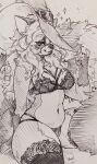  2022 absurd_res anthro bewitchedink bra breasts clothed clothing female freckles fur hair hat hatching_(art) headgear headwear henna_sullivan hi_res lace lace_panties lace_stockings lacy_bra lacy_panties legwear lingerie long_hair looking_at_viewer magic magic_user mammal panties portrait procyonid raccoon shaded signature sketch skimpy smile solo stockings traditional_media_(artwork) underwear witch witch_costume witch_hat 