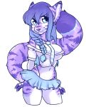  2016 alpha_channel anthro biped blue_bottomwear blue_clothing blue_eyes blue_hair blue_skirt bottomwear braided_hair breasts cleavage clothed clothing countershade_face countershade_fur countershade_torso countershading digital_media_(artwork) ear_piercing female fur gradient_hair hair hi_res industrial_piercing lily_(crystalscar) looking_at_viewer mammal miniskirt navel necktie pattern_necktie piercing pleated_skirt portrait purple_body purple_fur purple_hair simple_background skirt solo standing striped_necktie thong_straps three-quarter_portrait transparent_background white_body white_countershading white_fur zyira 