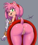  absurd_res amy_rose anthro anus bent_over bodily_fluids butt clothing eulipotyphlan female genital_fluids genitals grey_background hedgehog hi_res jollysart looking_at_viewer mammal one_eye_closed open_mouth open_smile panties pussy pussy_juice rear_view sega simple_background smile solo sonic_the_hedgehog_(series) underwear wink 