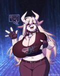  &lt;3 2022 anthro big_breasts bovid bovid_horn bovine_ears bovine_horn breasts clothing cowbell cyberspace english_text eyebrow_through_hair eyebrows eyes_closed fan_character female fingerless_gloves gloves hair handwear headphones hi_res holding_breast horn huge_breasts lapinbeau long_hair mammal meme morbius signature smile solo text translucent translucent_hair white_hair 