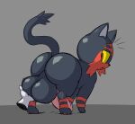  balls big_balls big_butt big_penis butt disembodied_hand feral generation_7_pokemon genitals grey_background hi_res huge_balls huge_penis litten looking_back male nintendo penis pokemon pokemon_(species) simple_background solo spinycatto video_games yellow_sclera 