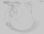  2022 animatronic anthro big_breasts bodily_fluids breasts canid canine canis claws clothing dialogue ear_piercing ear_ring eyelashes five_nights_at_freddy&#039;s five_nights_at_freddy&#039;s:_security_breach grey_background greyscale hair half-closed_eyes huge_breasts hyper hyper_breasts hyper_pregnancy lactating long_hair machine mammal milk monochrome narrowed_eyes nipples piercing pregnant puffy_nipples ring_piercing robot roxanne_wolf_(fnaf) schwoo scottgames sharp_teeth simple_background smile teeth toe_claws video_games wolf 