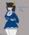  absurd_res alien aranea_serket big_breasts black_hair breast_implants breasts clothing dialogue eyewear female glasses hair hi_res homestuck horn humanoid implants_(disambiguation) jewelry legwear lips ms_paint_adventures mudamura necklace solo thick_lips thigh_highs troll_(homestuck) webcomic 