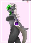 absurd_res animatronic anthro big_breasts bottomwear breasts canid canine canis clothed clothing colar curvy_figure denim denim_clothing female five_nights_at_freddy&#039;s five_nights_at_freddy&#039;s:_security_breach fur glistening glistening_body grey_body grey_fur hi_res jeans liafurr machine makeup mammal mature_female pants piercing robot roxanne_wolf_(fnaf) scottgames side_view solo solo_focus thick_thighs tight_clothing under_boob video_games voluptuous wolf 